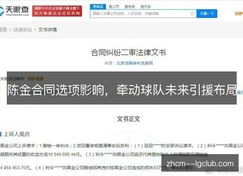陈金合同选项影响,牵动球队未来引援布局 陈金合同选项影响,牵动球队未来引援布局